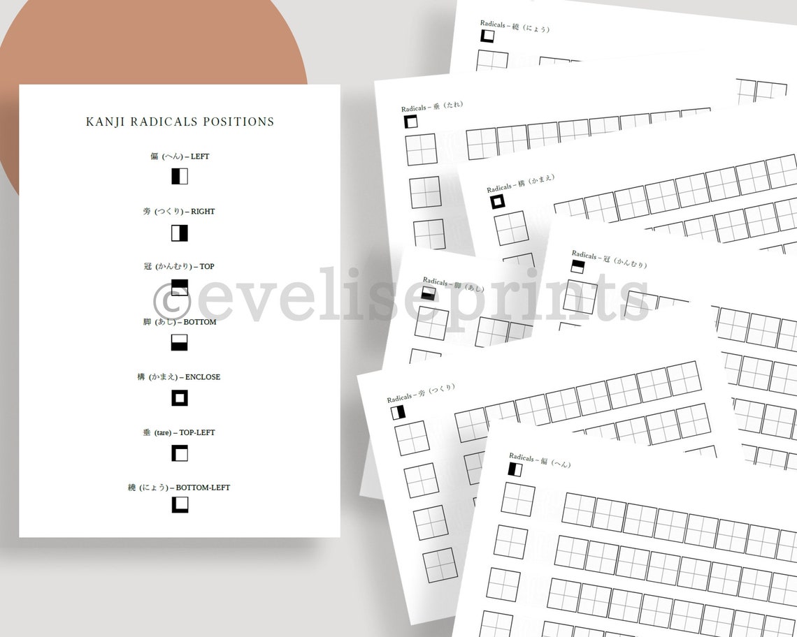 Japanese Kanji Radicals Worksheet Pack printable - Etsy