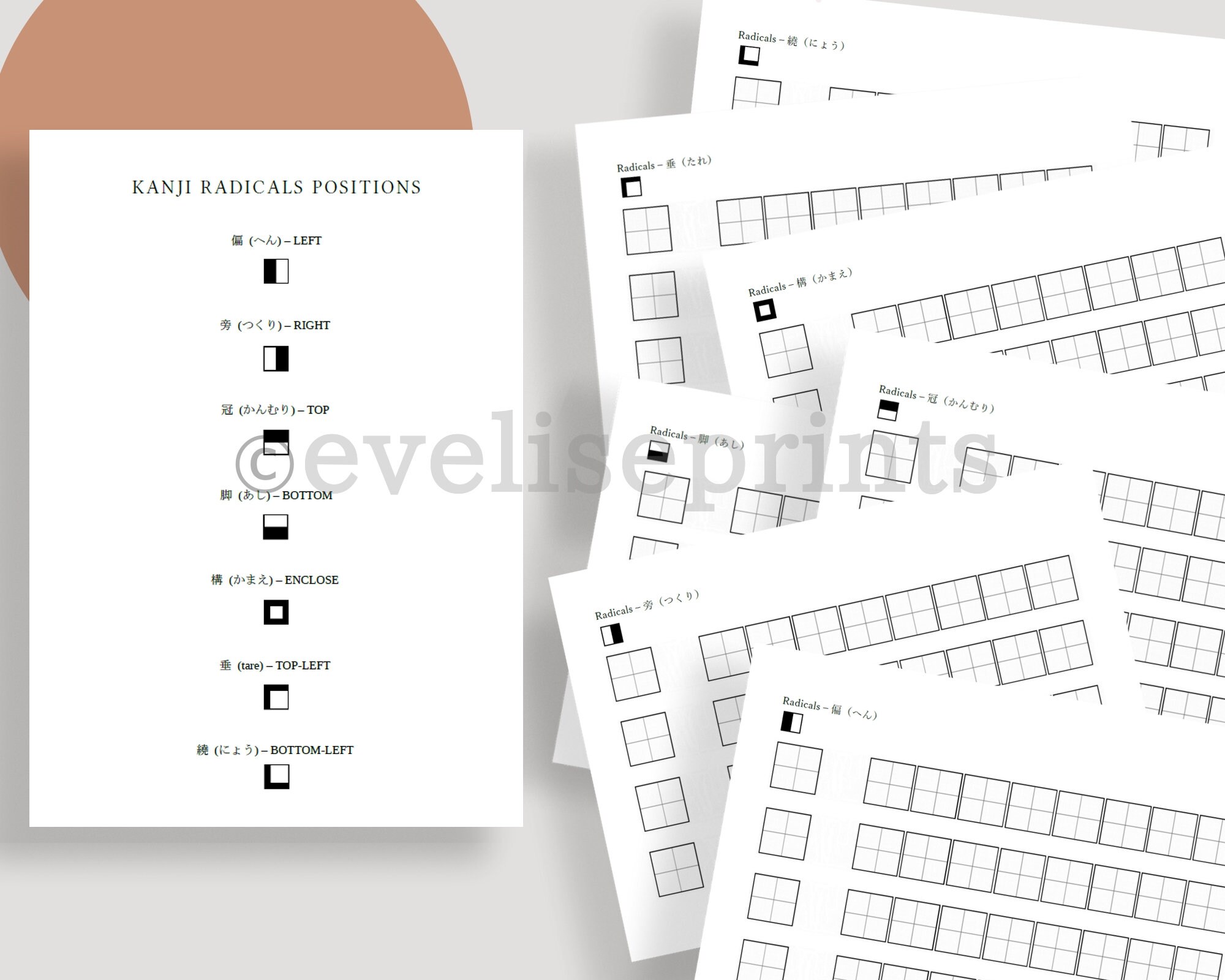 Japanese Kanji Radicals Worksheet Pack printable - Etsy
