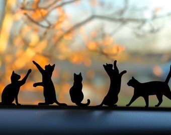 Playful Miniature Cat Stickers - Set of 9 Tiny Cat Decals for Car Mirrors, Laptops, and Windows | Adorable Small Cat Sticker Collection