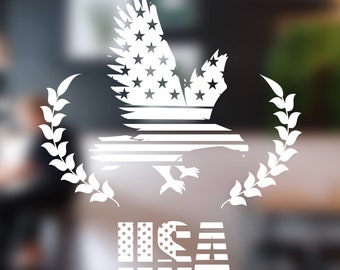 Adesivo in vinile con bandiera americana e aquila, adesivo patriottico USA