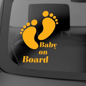 Baby On Board Sign 8&quot; x 6&quot;- Baby Footprint Baby on Board Safety Warning Sign Vinyl Sticker for Car Trucks Vehicle Decal Sticker Window Décor