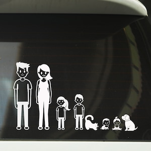 Calcomanías de autos familiares - Calcomanía de autos familiares Stick - Calcomanía personalizada de mi auto familiar - Familia de calcomanías de autos personalizadas - Figuras propias personalizadas