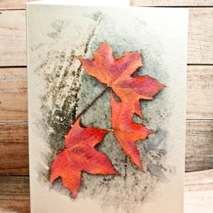 Cartes de Thanksgiving Supperb - Aquarelle Feuilles d’érable rock automne Happy Thanksgiving Card Carte de remerciement Carte de vœux faite à la main (Ensemble de 2)