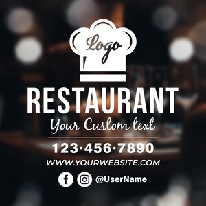 Custom Restaurant  Decal, Diner Cafeteria Window Decal, Your Logo, Create Your Own Business Window Decal, Storefront Lettering Vinyl Decal