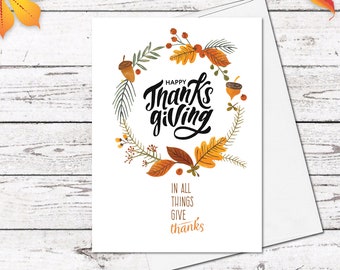 Supperb Thanksgiving Cards Set - In all Things Give Thanks Thanksgiving Card Thanksgiving Gift Handmade Greeting Card