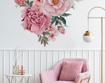Peony Blooms Peel and Stick Wall Decals – Vintage Floral Decor