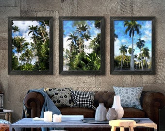 Tropical Palm Tree Canvas Print Set, Forest Landscape Wall Art