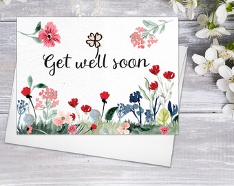Spring Wildflower Blossoms Cards  Floral Blank Watercolour Card Daisy Flower Greeting Cards Wild Flowers Get Well Soon Hope Greeting Cards