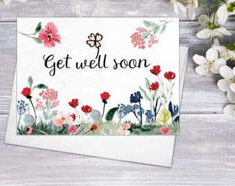 Printemps Fleurs sauvages Cartes Florale Vierge Aquarelle Carte Daisy Fleur Cartes de Vœux Fleurs Sauvages Obtenez Bientôt Espoir Cartes de Vœux