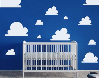 Vinilos decorativos de nubes inspirados en Toy Story para la pared – Decoración para sala de juegos y guardería.