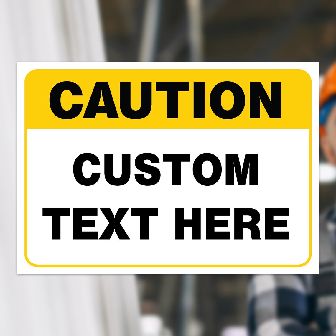 Custom Caution Sign Decal, Personalized Safety Sticker, Workplace Sign ...