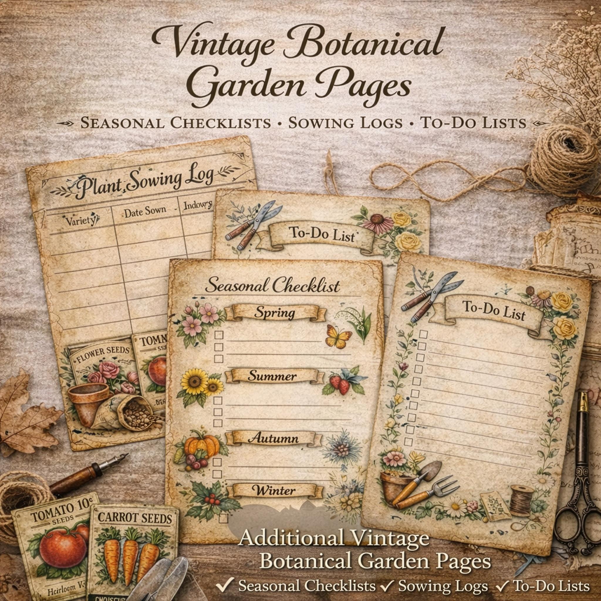 Vintage Botanical Garden Planner Junk Journal Kit (digital Download) - Etsy