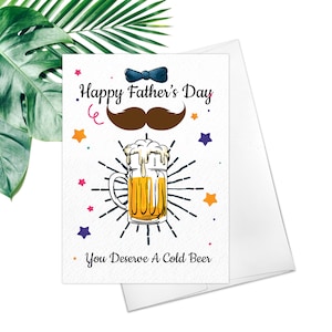 Happy Father&#39;s Day You Deserve A Cold Beer Greeting Card Friendship Beer Fathers Day Card Father Bear Dad Card Fathers Day Gift Dad Grandpa
