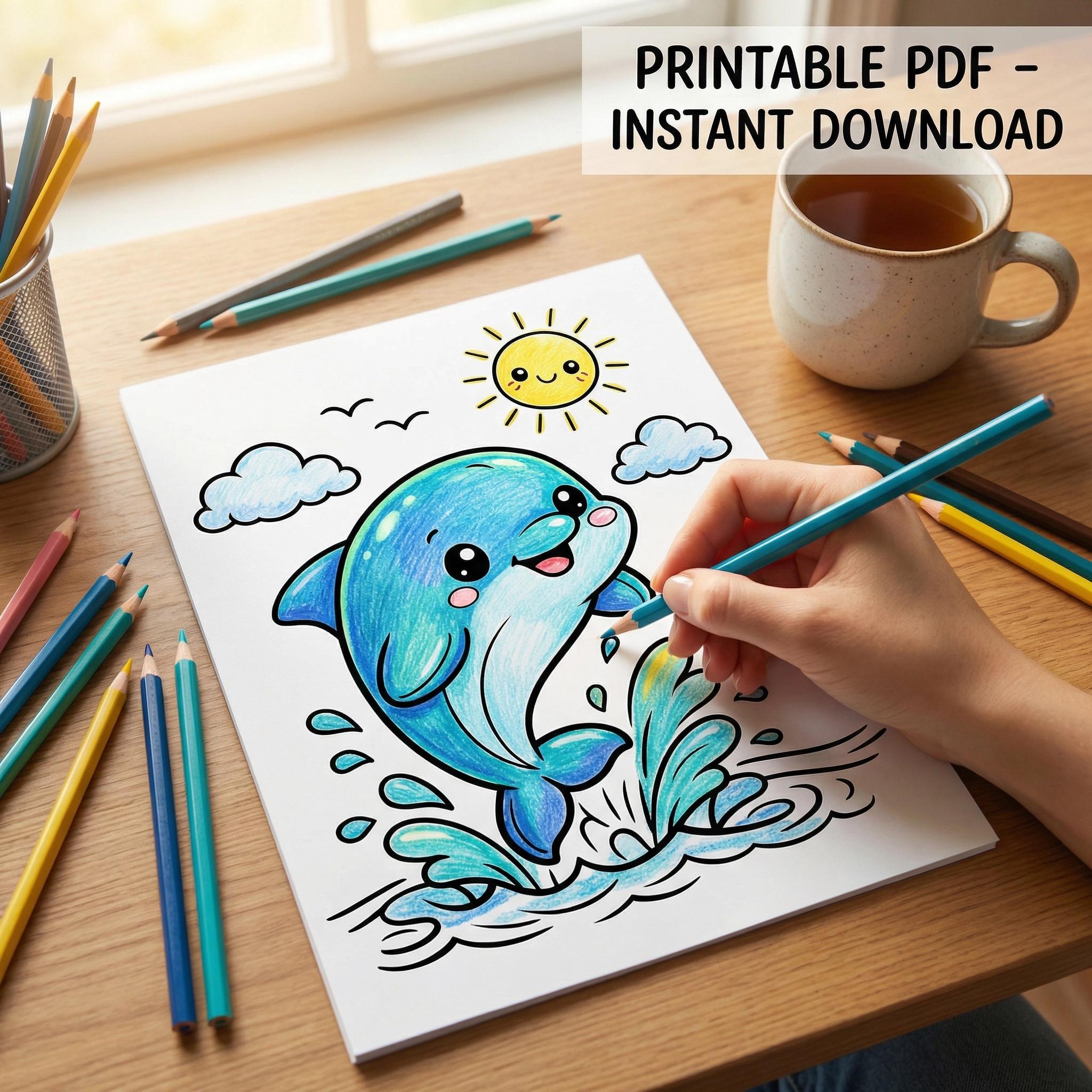 Cute Ocean Animals Coloring Book | 50 Cute Sea Creatures | Printable ...