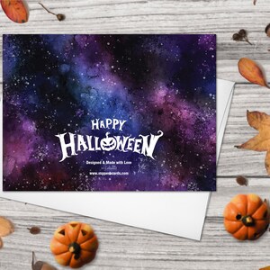 Happy Halloween Greeting Card Set of 4 - Starry Night Sky Spooky Castle Scary Pumpkins Bats Full Moon Cards Halloween card Halloween Gifts imagen 2