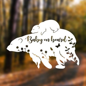 Cute Bear Baby On Board Car Decal - Adorable Safety Sticker for Parents Baby on Board Sign Window Decal