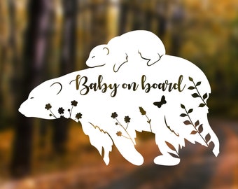 Cute Bear Baby On Board Car Decal - Adorable Safety Sticker for Parents Baby on Board Sign Window Decal
