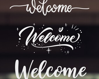 Welcome Decal Sticker Window Wall White Decal Business Signs Sticker, Store Window Decal Shop Welcome Sign Decal Front Door Welcome Decal