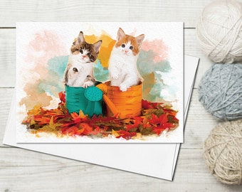 Cat Kitty Funny Greeting Cards w/ Envelopes Watercolour Card Cat Lover Cards Thank You Cards Fine Art Cute Cat Birthday Card