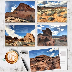 Red Rock Paysages Cartes postales Carte postale Ensemble Peintures Cartes Desert Art Sud-Ouest Cadeau Œuvres colorées Las Vegas Nevada Affiches de voyage Impressions