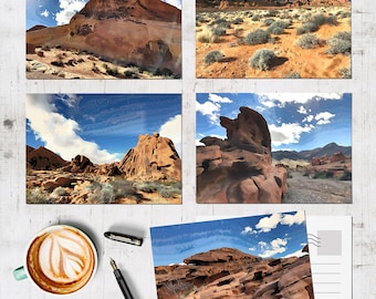 Red Rock Landscapes Postcards Postcard Set Paintings Cards Desert Art Southwest Gift Colorful Artwork Las Vegas Nevada Travel Posters Prints