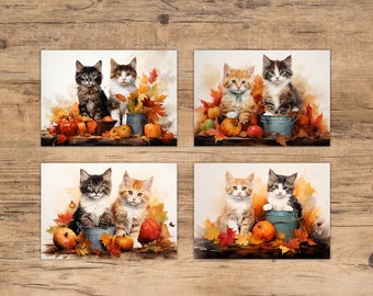 Cat Kitty Funny Greeting Cards w/ Envelopes Watercolor Card Cat Lover Cards Thank You Cards, Cute Cat Birthday Card, Happy Thanksgiving Card