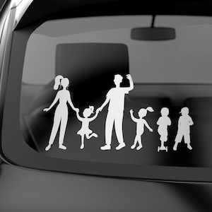 My Family Car Decal, Family on Board Safety Sign Vinyl Sticker for Car Trucks Vehicle Decal Sticker Window Décor, Stick Figure Family Decals