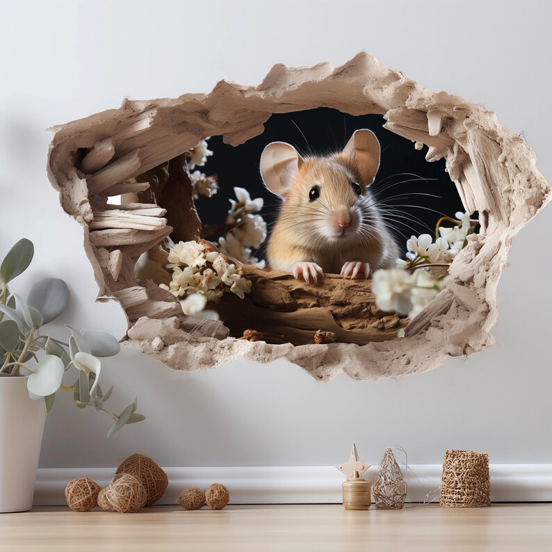 Supperb Mouse Hole Decal, Mouse Wall Sticker, Whimsical Mouse Hole ...