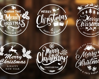 Pegatina personalizada de la ventana de Feliz Navidad y Próspero Año Nuevo, Decoración de la tienda de Navidad Pegatina de la ventana de la tienda de Navidad