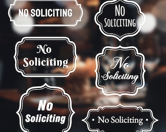 Waterproof No Soliciting Vinyl Decal - Durable Outdoor Sign Sticker, Small No Soliciting Sticker for Glass Door & Window Decal