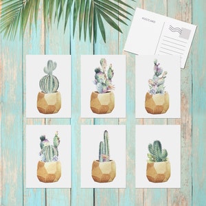 Potted Succulents Note Cards Ensemble de 6 cartes postales Carte postale Set Paintings Cards Aquarelles Succulent Thank You Card Moving Announcement Cards