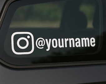Calcomanía personalizada para la ventana del auto con el mango de Instagram - Adhesivo personalizado para redes sociales - Resistente a la intemperie, color y tamaño personalizados - Hecho en Canadá