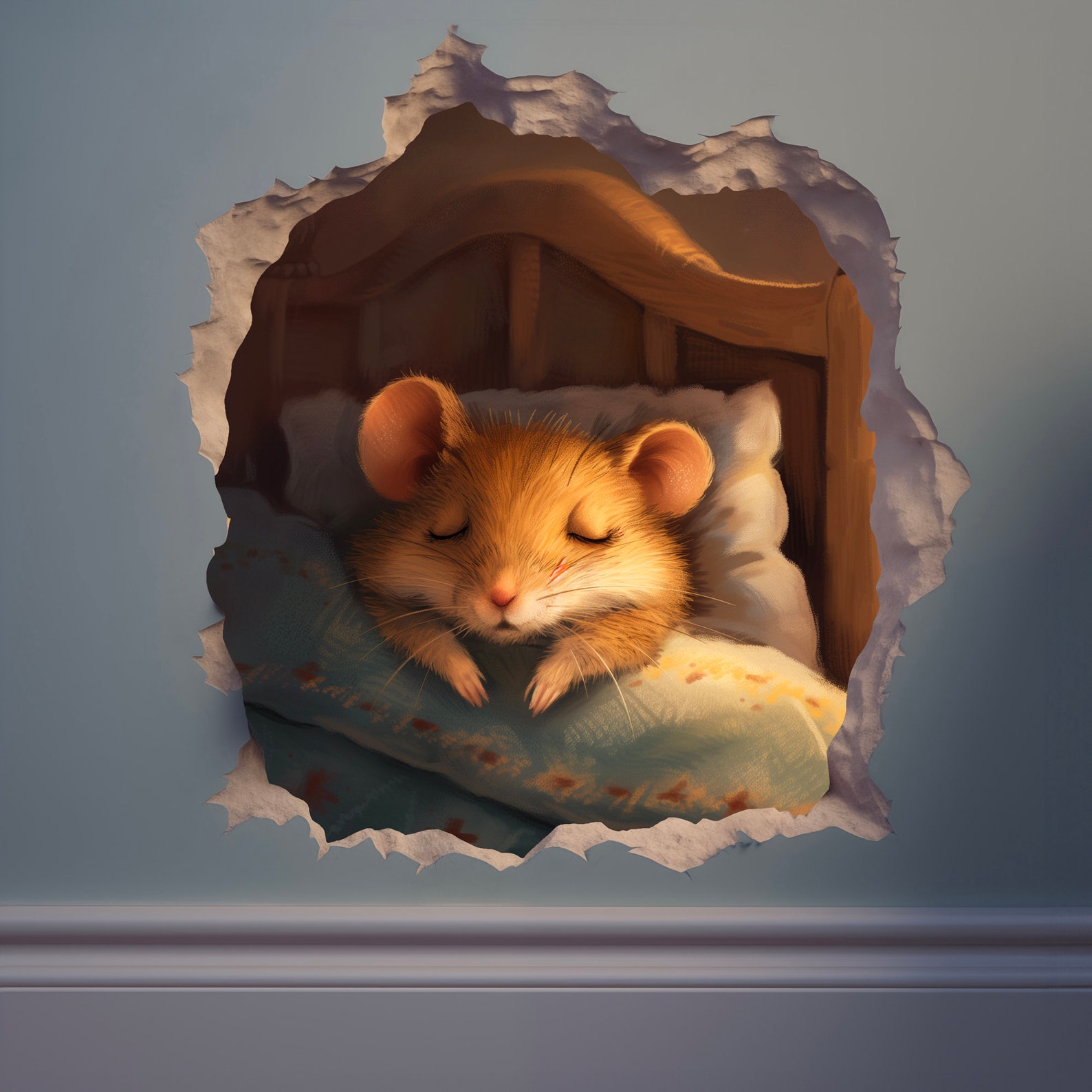 Mouse Napping Mouse Hole Decal, Mouse Wall Sticker, Sleeping Mouse Hole Decal, Cute ...