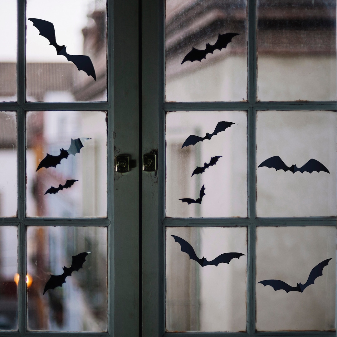 Halloween Bat Window Sticker Set Bat Window Decals Halloween Etsy