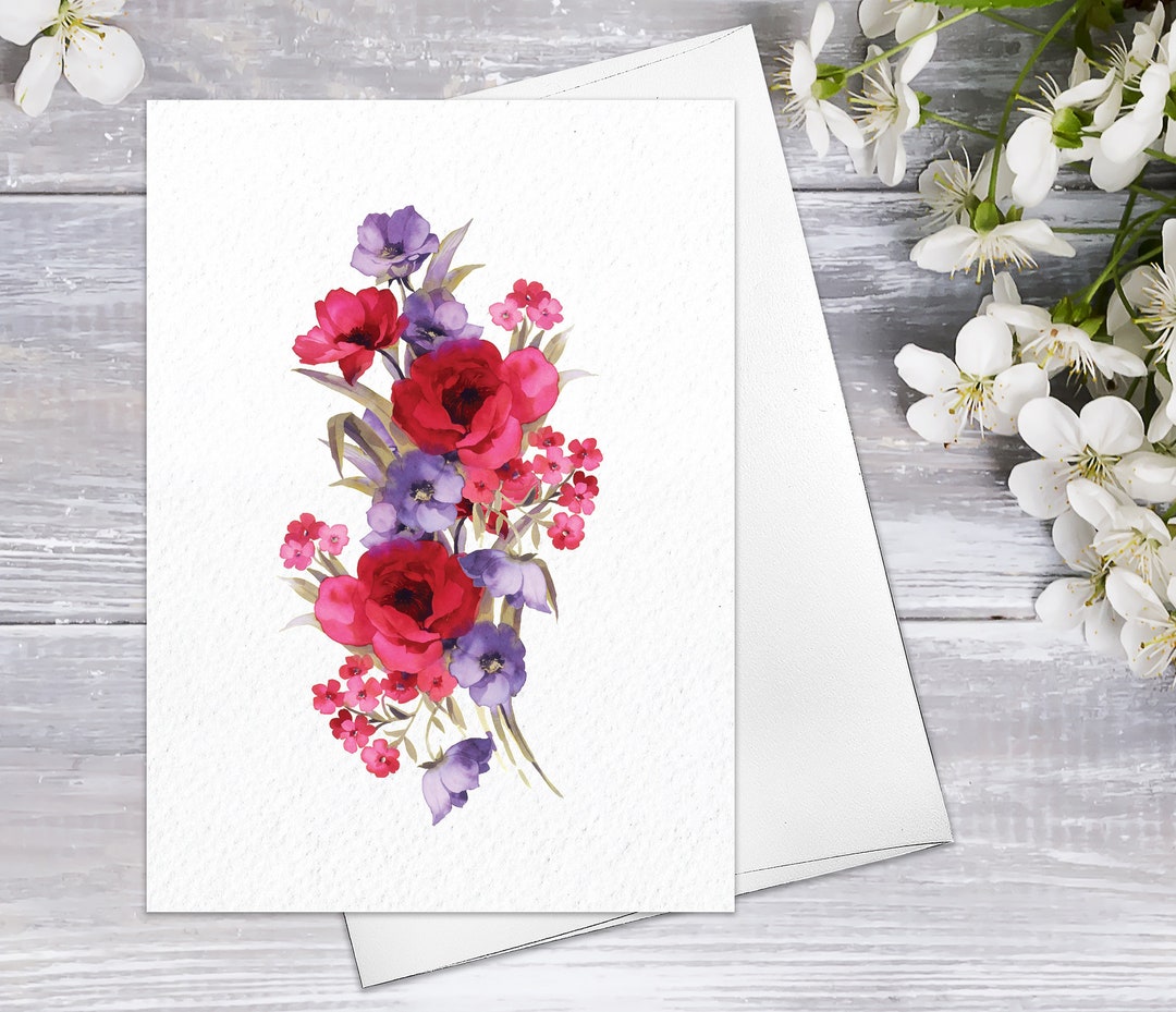 Floral Fine Art Folded Note Cards With Envelopes Floral Blank ...
