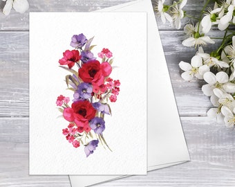 Floral Fine Art Folded Note Cards with Envelopes Floral Blank WatercolourCard Flower Greeting Cards Anniversary Mother's day Greeting Cards