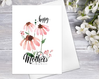 Happy Mother's Day Flower Spring Watercolour Card Floral Greeting Cards for Mom Mother's Day Greeting Cards Mothers Day Cards Gift