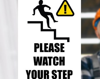 CAUTION Watch Your Step Decal Anti-Slip CAUTION Beware Step Vinyl Decal Window Wall Sticker Store Workplace Facility Safety Signs