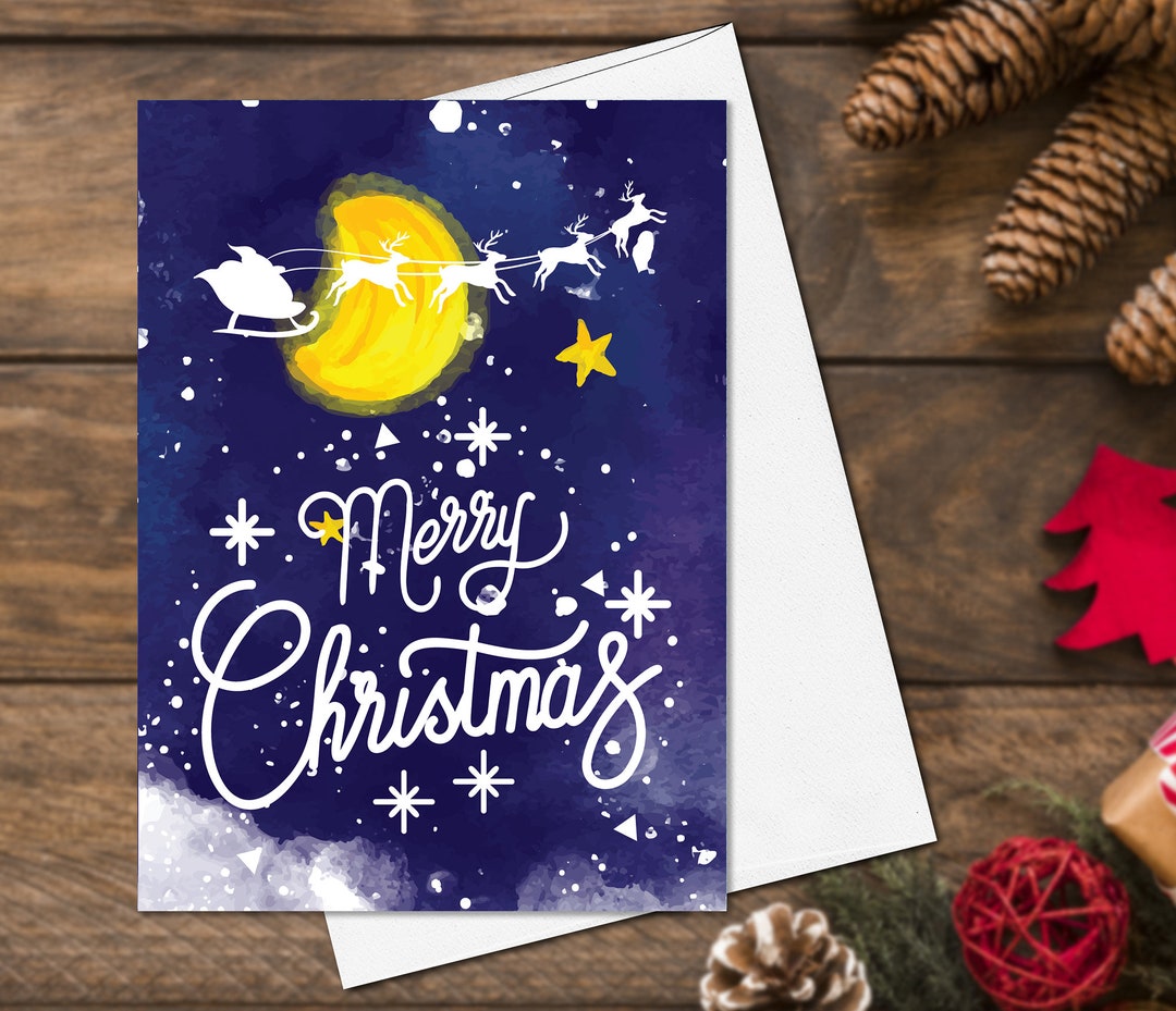 Christmas Cards Set of 4, Merry Christmas and Happy New Year Cards Set ...