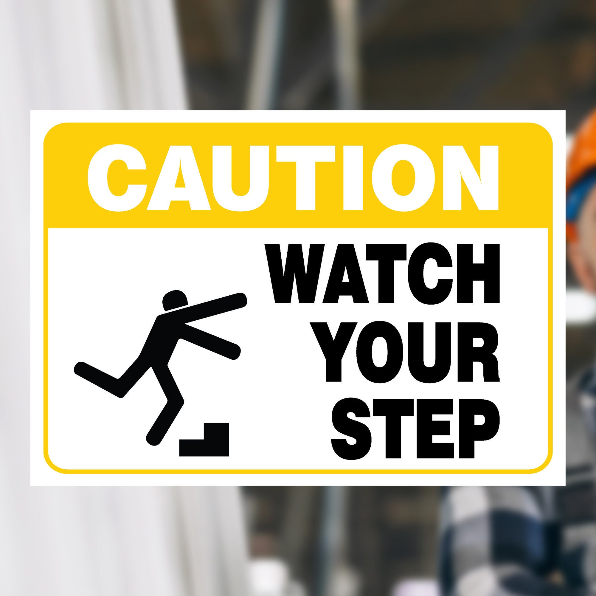 Attenzione! Mind The Step - Targa Elegante In PVC Per Porta O Parete | Segnale Di Sicurezza Originale - 4