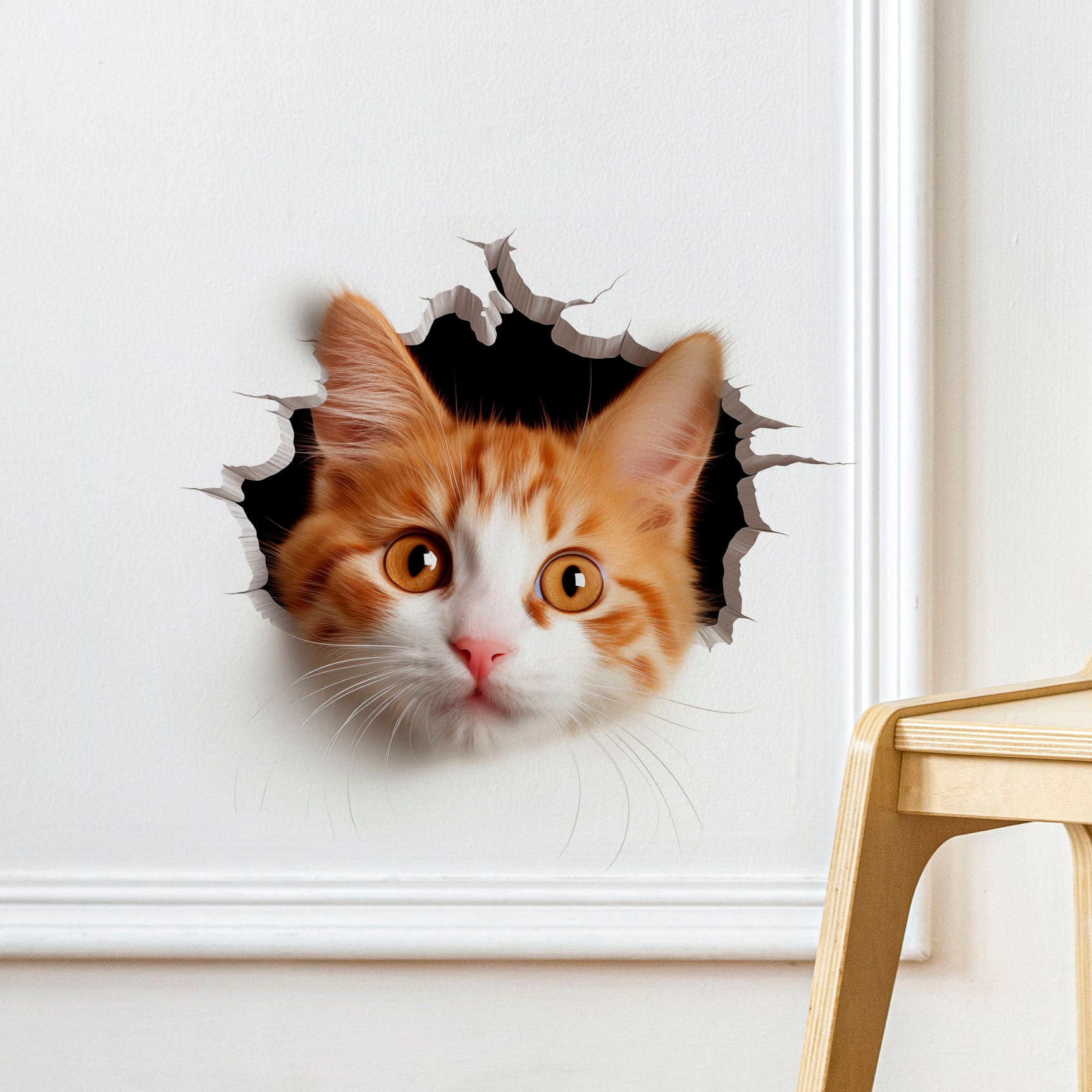 3D Cat Vinyl Wall Sticker Decal for Bedroom, Living Room, and Bathroom ...