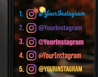 Individueller Instagram Griff Aufkleber mit lebendigem Logo - personalisierter Instagram Aufkleber für Geschäft, Schaufenster, Autofenster, Laptop Made in Canada