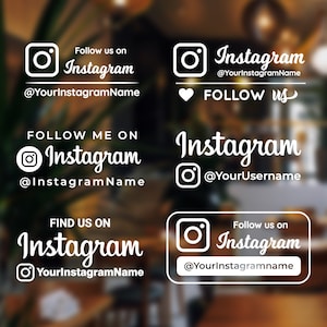 Follow us on Instagram Decal - Social Media Handle Decal - Personalized Instagram Window Door Car Vinyl Sticker - Custom Instagram Name