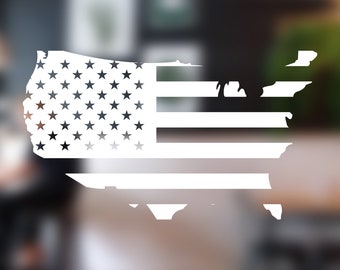 American Flag Map Vinyl Decal Window Wall Sticker Flag of the United States Decal USA Flag USA Map Sticker Multiple sizes Width
