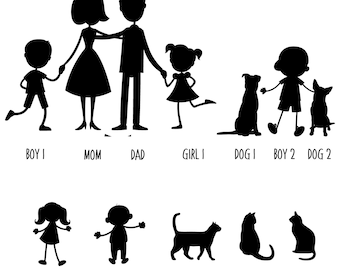 Figure Decals Family Vinyl Sticker - Family of 6 on Board, Family Car Decal, Family Car Sticker for Car Trucks Vehicle Window Decal Sticker
