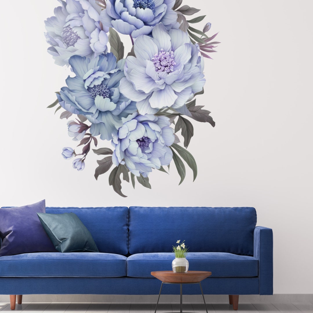 Peony Blooms Wall Decals - Rose Decals for Living Room Nursery Bedroom ...