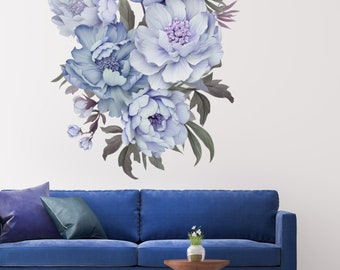 Peony Blooms Wall Decals - Vintage Floral Wall Decor Sticker