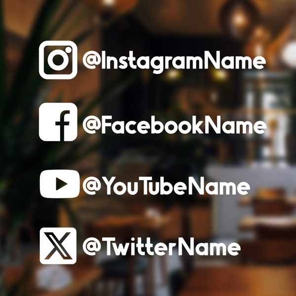 Personalized Social Media Handle Decals - Custom Username Vinyl Stickers for Car Windows - Instagram, Facebook, Twitter, YouTube