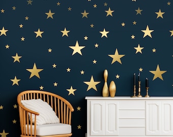Stars Wall Decals Kids Wall Decoration | Retro-Inspired Stars | Good Night Nursery Wall Decor | Baby Room Wall Decal | 40 Stars Wall Decor