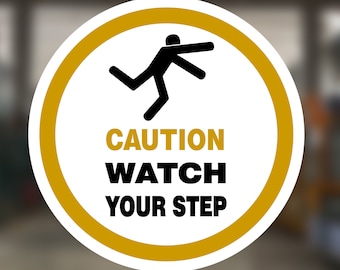 WATCH YOUR STEP" Black And Yellow Chevron Hazard Anti Slip Sticker - Foto 11